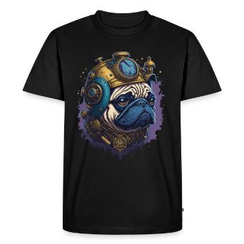 Aesthetic Steampunk Pug Dog Dog Lover - Men's Premium Organic T-Shirt - black - Front - Nico (187cm)
