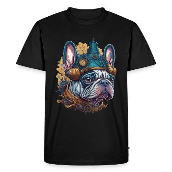 Bouledogue Français dans le Style Steampunk - T-shirt Premium bio Homme - noir - Devant - Nico (187cm)
