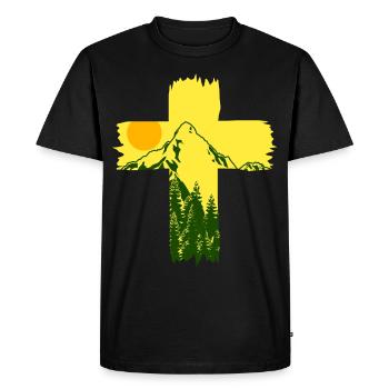 Croix de montagnes de Jésus-Christ - T-shirt Premium bio Homme - noir - Devant - Nico (187cm)