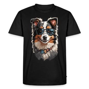 Cool Collie with Sunglasses - Dog Aesthetics - Men's Premium Organic T-Shirt - black - Front - Nico (187cm)