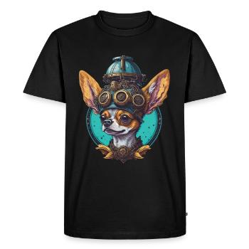 Retro Steampunk Sci-Fi Chihuahua Dogs Design - Men's Premium Organic T-Shirt - black - Front - Nico (187cm)
