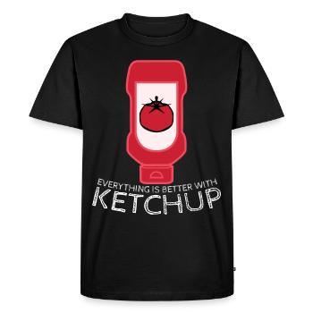 Tomato Ketchup Bottle - Men's Premium Organic T-Shirt - black - Front - Nico (187cm)