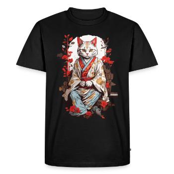 Kimono japonais chat ukiyo-e chat design - T-shirt Premium bio Homme - noir - Devant - Nico (187cm)