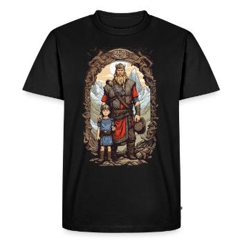 Viking père et fils guerrier famille honneur - T-shirt Premium bio Homme - noir - Devant - Nico (187cm)