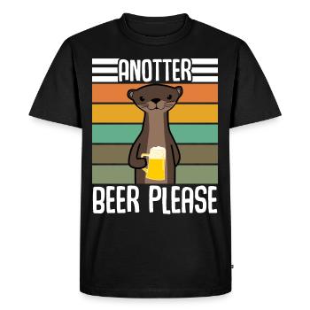 Otter With Retro Beer - Men's Premium Organic T-Shirt - black - Front - Nico (187cm)
