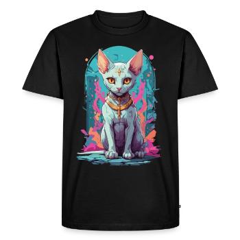 Kawaii Gothic Sphynx Cat Pastel Occult Design - Men's Premium Organic T-Shirt - black - Front - Nico (187cm)