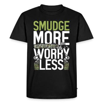 Flat Fumigation Smudge More Worry Less - Men's Premium Organic T-Shirt - black - Front - Nico (187cm)