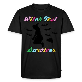 Test de sorcière Sorcellerie Balai de sorcière - T-shirt Premium bio Homme - noir - Devant - Nico (187cm)