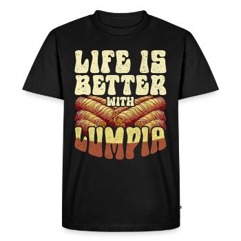 Lumpia La vie est meilleure avec Lumpia - T-shirt Premium bio Homme - noir - Devant - Nico (187cm)