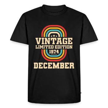 49e anniversaire décembre millésime 1974 millésime - T-shirt Premium bio Homme - noir - Devant - Nico (187cm)