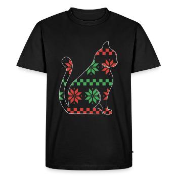 Cat Domestic Cat Shorthair Maine Coon Christmas - Men's Premium Organic T-Shirt - black - Front - Nico (187cm)
