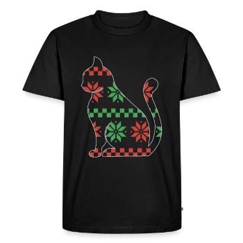 Cat Domestic Cat Shorthair Maine Coon Christmas - Men's Premium Organic T-Shirt - black - Front - Nico (187cm)