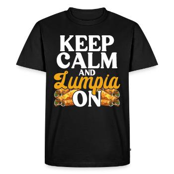 Gardez votre calme et Lumpia - T-shirt Premium bio Homme - noir - Devant - Nico (187cm)