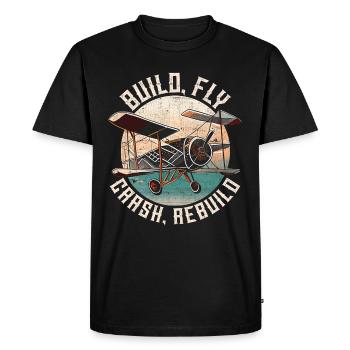 Model Airplane Build Fly Crash Rebuild - Men's Premium Organic T-Shirt - black - Front - Nico (187cm)