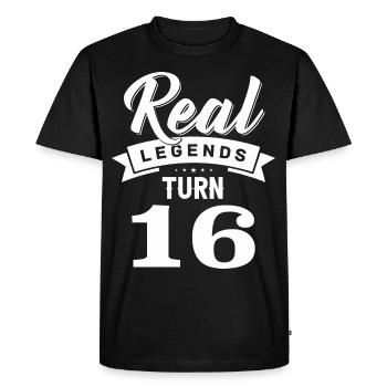 De vraies légendes ont 16 ans, 16 ans - T-shirt Premium bio Homme - noir - Devant - Nico (187cm)