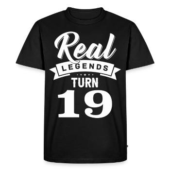Real legends turn 19, 19 birthday - Men's Premium Organic T-Shirt - black - Front - Nico (187cm)