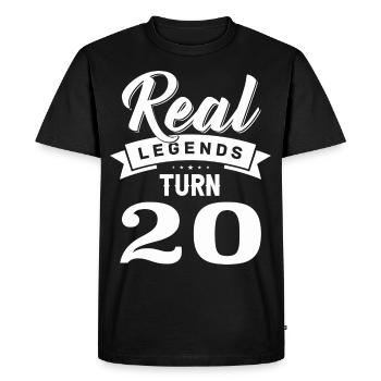Real legends turn 20, 20 birthday - Men's Premium Organic T-Shirt - black - Front - Nico (187cm)