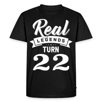 Real Legends Turn 22, 22 Birthday - Men's Premium Organic T-Shirt - black - Front - Nico (187cm)