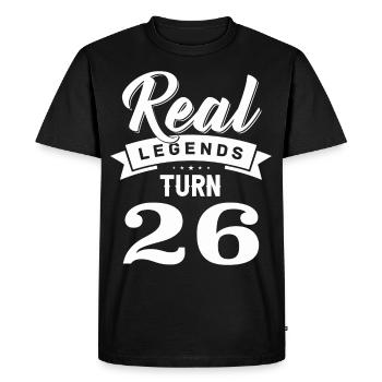 Real Legends fête ses 26 et 26 ans - T-shirt Premium bio Homme - noir - Devant - Nico (187cm)