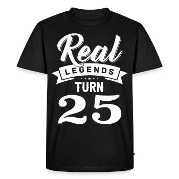 Real Legends Turn 25, 25 Birthday - Men's Premium Organic T-Shirt - black - Front - Nico (187cm)