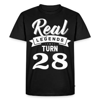 Real Legends fête ses 28 et 28 ans - T-shirt Premium bio Homme - noir - Devant - Nico (187cm)