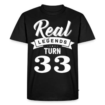 Real Legends Turn 33, 33 Birthday - Men's Premium Organic T-Shirt - black - Front - Nico (187cm)