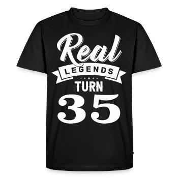 Real legends turn 35, 35 birthday - Men's Premium Organic T-Shirt - black - Front - Nico (187cm)