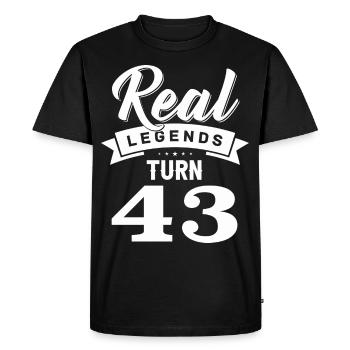 Real Legends fête ses 43 ans, 43 ans - T-shirt Premium bio Homme - noir - Devant - Nico (187cm)