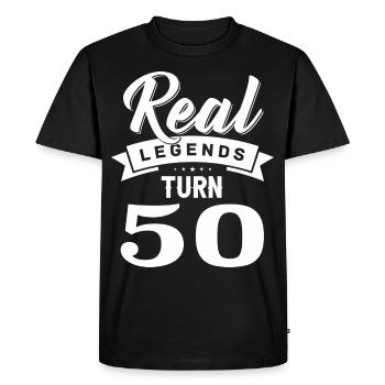 Real legends turn 50, 50 birthday - Men's Premium Organic T-Shirt - black - Front - Nico (187cm)