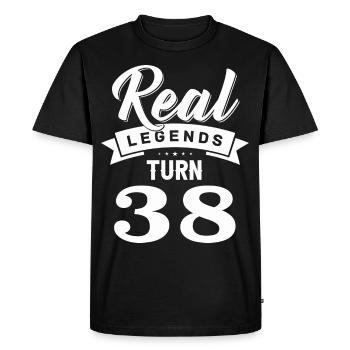 De vraies légendes ont 38 ans, 38 ans - T-shirt Premium bio Homme - noir - Devant - Nico (187cm)