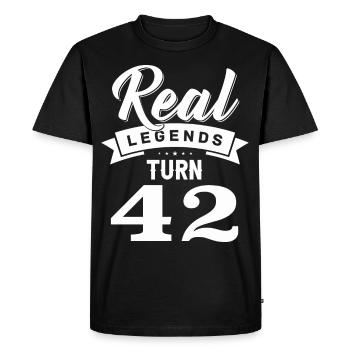 Real Legends Turn 42, 42 Birthday - Men's Premium Organic T-Shirt - black - Front - Nico (187cm)