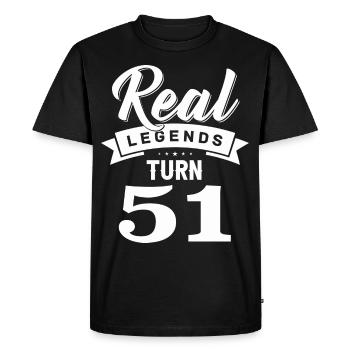 Real Legends Turn 51, 51 Birthday - Men's Premium Organic T-Shirt - black - Front - Nico (187cm)