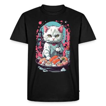 Style esthétique de chat Sushi Pastel gothique - T-shirt Premium bio Homme - noir - Devant - Nico (187cm)