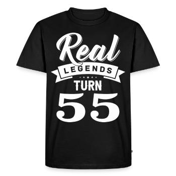 Real Legends fête ses 55 ans, 55 ans - T-shirt Premium bio Homme - noir - Devant - Nico (187cm)