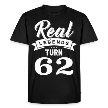 Real Legends fête ses 62 ans, 62 ans - T-shirt Premium bio Homme - noir - Devant - Nico (187cm)