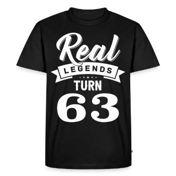 Real legends turn 63, 63 birthday - Men's Premium Organic T-Shirt - black - Front - Nico (187cm)