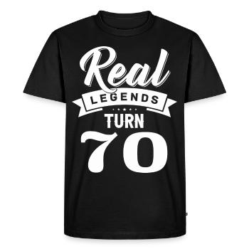 Real legends turn 70, 70 birthday - Men's Premium Organic T-Shirt - black - Front - Nico (187cm)