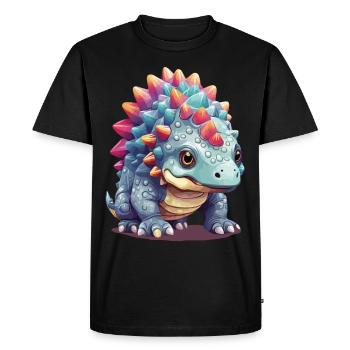 Mignon Pastel Ankylosaurus Dino Comic - T-shirt Premium bio Homme - noir - Devant - Nico (187cm)