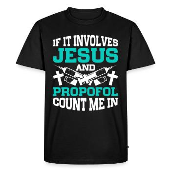 Anesthésiologie Jésus Et Propofol - T-shirt Premium bio Homme - noir - Devant - Nico (187cm)