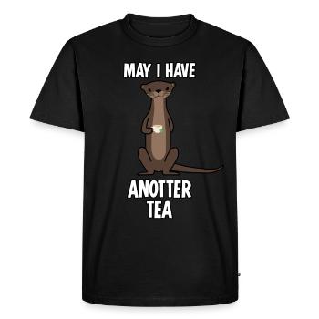 Loutre avec tasse de thé et sachet de thé - T-shirt Premium bio Homme - noir - Devant - Nico (187cm)