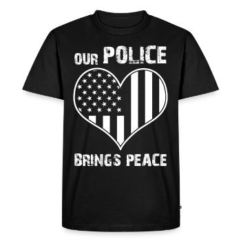 Police Officer Policeman Patriotism - Men's Premium Organic T-Shirt - black - Front - Nico (187cm)