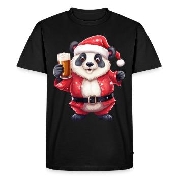 Christmas Beer Panda Bear Alcohol Cheers Funny - Men's Premium Organic T-Shirt - black - Front - Nico (187cm)