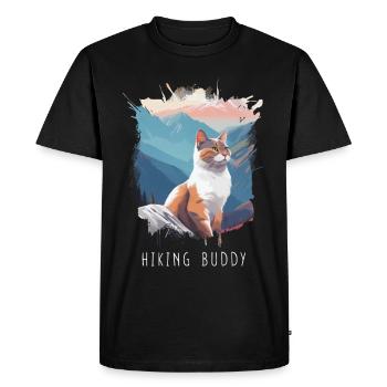Hiking Buddy - Chat mignon au sommet de la montagne - T-shirt Premium bio Homme - noir - Devant - Nico (187cm)