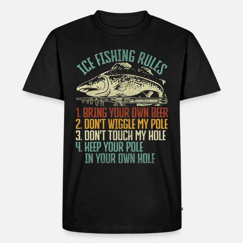 Eisfischen Eisangeln Eisloch Angeln - Männer Premium Bio T-Shirt - Schwarz