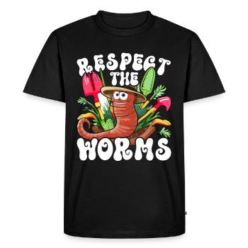 Éleveur de vers Éleveur de vers Respectez les vers - T-shirt Premium bio Homme - noir - Devant - Nico (187cm)