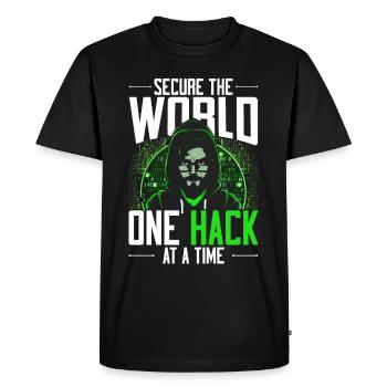Hacker éthique Sécurisez le monde, un piratage à la fois - T-shirt Premium bio Homme - noir - Devant - Nico (187cm)