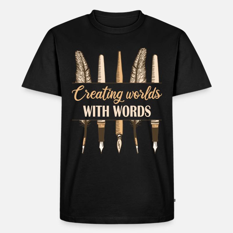 Autor Creating Worlds - Männer Premium Bio T-Shirt - Schwarz