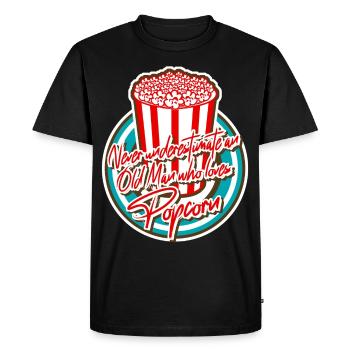 Blague sur le pop-corn - T-shirt Premium bio Homme - noir - Devant - Nico (187cm)