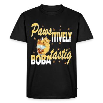 Chat Boba mordant à la patte-itively Boba-tastique - T-shirt Premium bio Homme - noir - Devant - Nico (187cm)