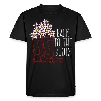 Bottes de pluie rouges et fleurs - T-shirt Premium bio Homme - noir - Devant - Nico (187cm)